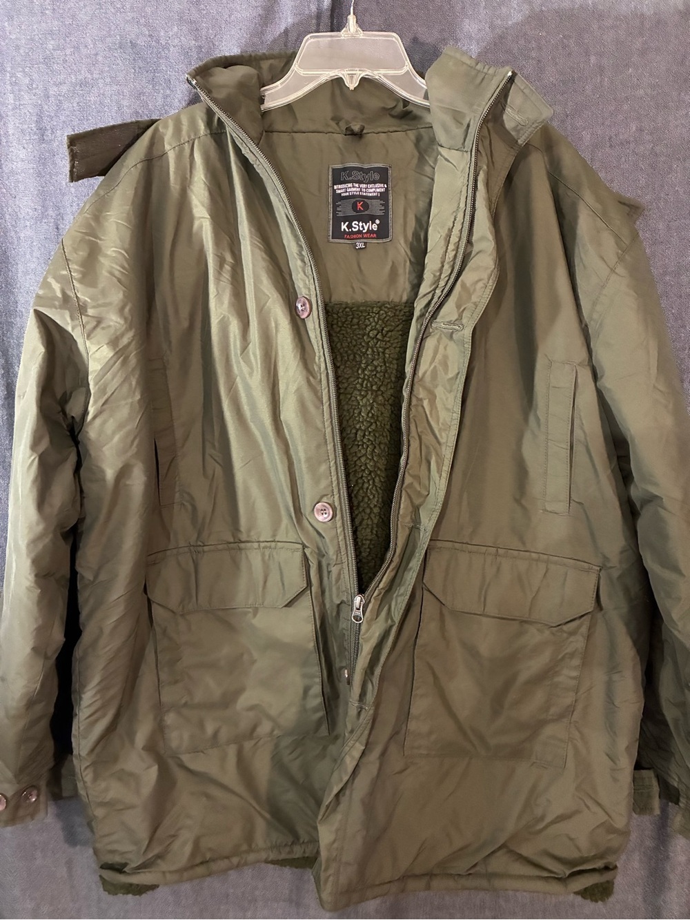 Men's Military Field Jacket in Olive K.Style size 3XL